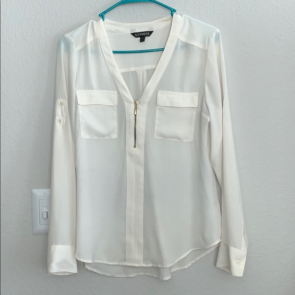 Express Tops - 🔹Express Ivory Roll sleeve Blouse🔹